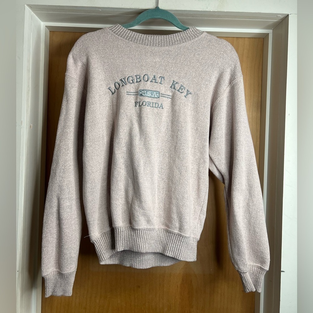 Esy Surf Co Women’s Light Pink/Grey - Embroidered Crewneck Sweatshirt.Size:Small